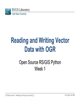 OS Python Week 1: Reading & Writing Vector Data