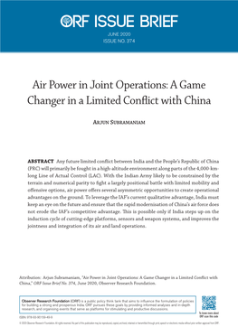 Air Power in Joint Operations: a Game Changer in a Limited Conflict with China