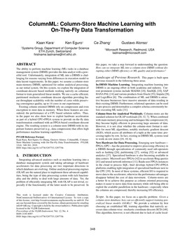 Column-Store Machine Learning with On-The-Fly Data Transformation