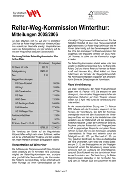 Reiter-Weg-Kommission Winterthur: Mitteilungen 2005/2006