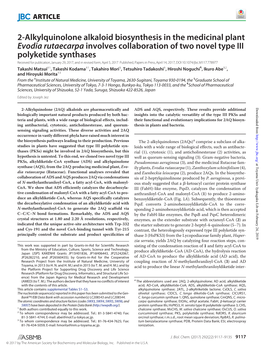 2-Alkylquinolone Alkaloid Biosynthesis in the Medicinal Plant Evodia