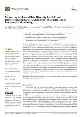 Measuring Alpha and Beta Diversity by Field and Remote-Sensing Data: a Challenge for Coastal Dunes Biodiversity Monitoring