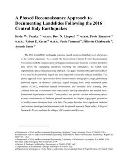 A Phased Reconnaissance Approach to Documenting Landslides Following the 2016 Central Italy Earthquakes