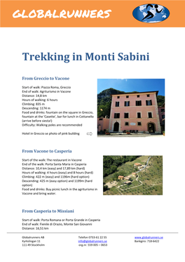 GLOBALRUNNERS Trekking in Monti Sabini
