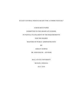 Is East Central Indiana Ready for a Commuter Rail?