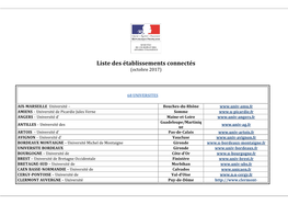 Liste Des Établissements Connectés (Octobre 2017)