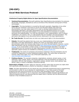 [MS-ESP]: Excel Web Services Protocol