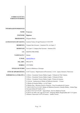 Curriculum Vita Formato Europeo Informazioni