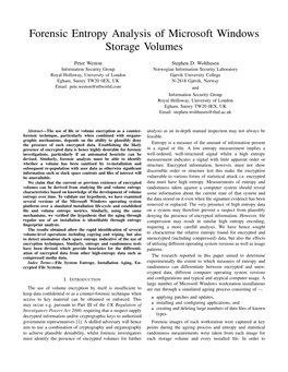 Forensic Entropy Analysis of Microsoft Windows Storage Volumes