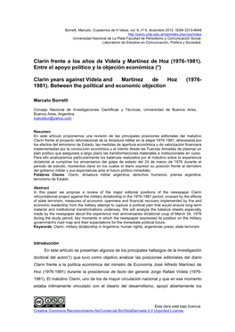 Clarín Frente a Los Años De Videla Y Martínez De Hoz (1976-1981)