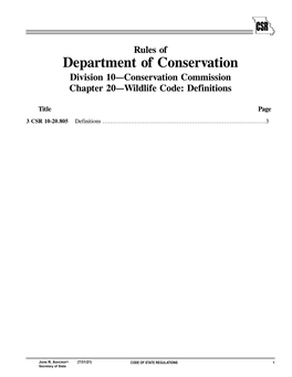 Chapter 20—Wildlife Code: Definitions