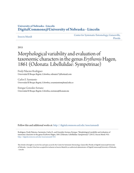 Morphological Variability and Evaluation of Taxonomic