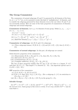 The Group Commutator