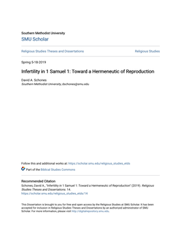 Infertility in 1 Samuel 1: Toward a Hermeneutic of Reproduction