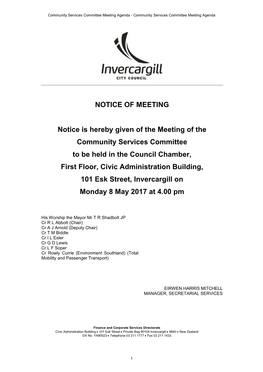 Community Services Committee Meeting Agenda - Community Services Committee Meeting Agenda