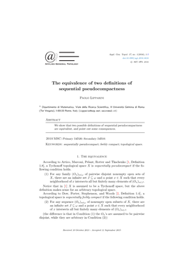 The Equivalence of Two Definitions of Sequential Pseudocompactness