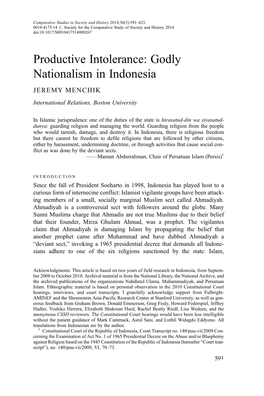 Godly Nationalism in Indonesia