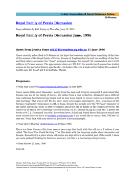 Royal Family of Persia Discussion June, 1996