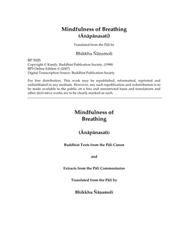 Mindfulness of Breathing (Ánápánasati)