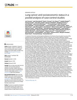 Lung Cancer and Socioeconomic Status in a Pooled Analysis of Case-Control Studies