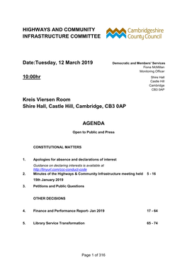 Highways and Community Infrastructure Committee