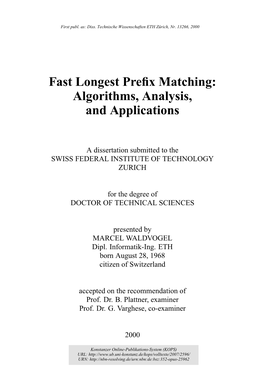 Fast Longest Prefix Matching: Algorithms, Analysis, and Applications