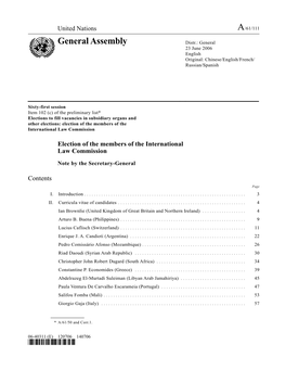 General Assembly Distr.: General 23 June 2006 English Original: Chinese/English/French/ Russian/Spanish
