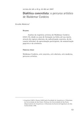 Dialética Concretista: O Percurso Artístico De Waldemar Cordeiro