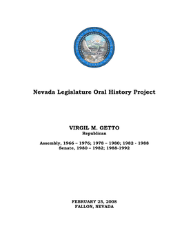 Nevada Legislature Oral History Project