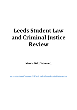 Leeds Student Law and Criminal Justice Review