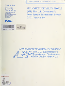 The US Government's Open System Environment Profile OSE/1 Version