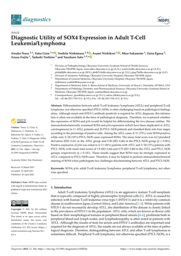 Diagnostic Utility of SOX4 Expression in Adult T-Cell Leukemia/Lymphoma