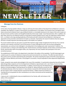 Department of Medicine NEWSLETTER