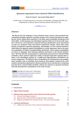 Quantum Eigenstates from Classical Gibbs Distributions