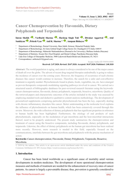 Cancer Chemoprevention by Flavonoids, Dietary Polyphenols and Terpenoids