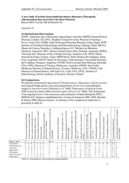 Appendix S1–Neovenatoridae Benson, Carrano, Brusatte 2009