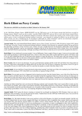 Herb Elliott on Percy Cerutty