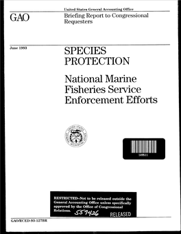 RCED-93-127BR Species Protection: National Marine Fisheries Service