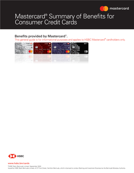 Mastercard® Summary of Benefits for Consumer Credit Cards