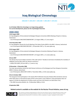 Iraq Biological Chronology