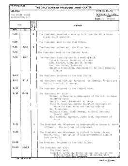 October 27, 1978 the White House Time Day Washington, D.C