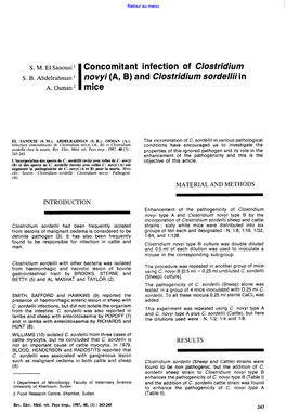 Concomitant Infection of Clostridium Novyi