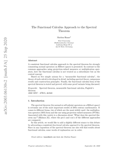 The Functional Calculus Approach to the Spectral Theorem