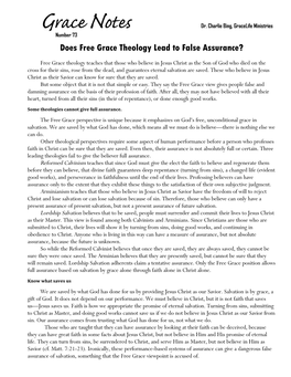 Does Free Grace Theology Lead to False Assurance?