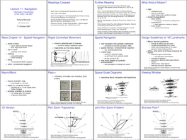 Ware Chapter 10 - Spatial Navigation Rapid Controlled Movement Spatial Navigation Design Guidelines for VE Landmarks