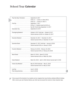School Year Calendar