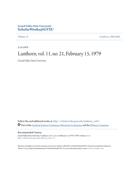 Lanthorn, Vol. 11, No. 21, February 15, 1979 Grand Valley State University