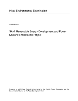 Initial Environmental Examination SAM: Renewable Energy