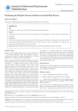 Predicting the Window Period of Stroke by Ocular Risk Factors