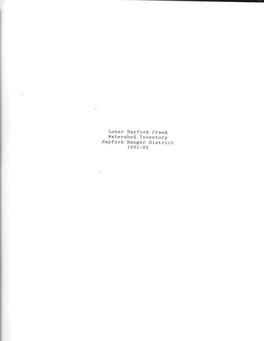 Lower Hayfork Creek Watershed Inventory Hayf Ork Ranger District 1991-92 Lower Hayfork Creek Watershed Lnventorv,, 1991-92